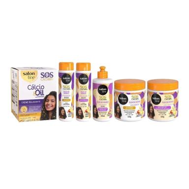 KIT RELAXAMENTO E HIDRATAçãO PARA CABELOS CACHEADOS SALON LINE