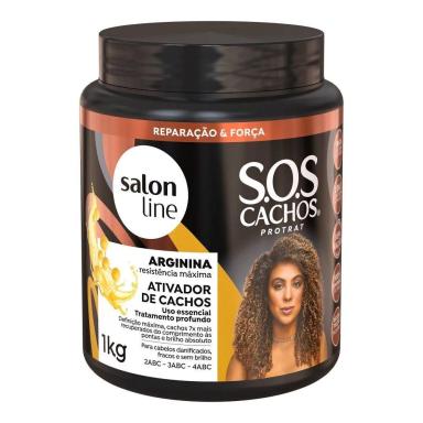 SALON LINE, ATIVADOR DE CACHOS, SOS CACHOS, ARGININA, RECONSTRUçãO PROFUNDA - CABELOS ONDULADOS, CACHEADOS E CRESPOS, 1 KG