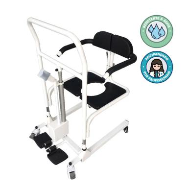 CADEIRA DE TRANSFERêNCIA MULTIUSO COM ELEVAçãO ELETRôNICA ATé 135 KG D80 DELLAMED Branco
