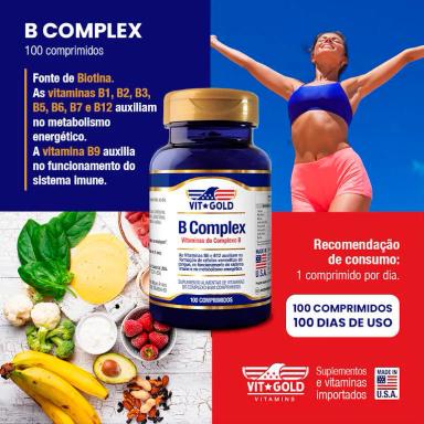 KIT 2x Vitaminas Complexo B Vitgold 100 Comprimidos