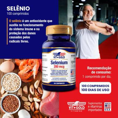 KIT 2x Selênio 200mcg Vitgold 100 Comprimidos