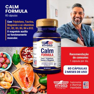 Kit2x Calm Formula com Taurina, L-triptofano Vitgold 60 Cápsulas