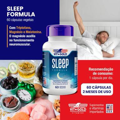 Kit 2x  Sleep Formula com Melatonina Vitgold 60 Cápsulas Vegetais