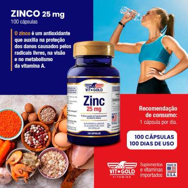 ZINCO 25 MG VITGOLD 100 CáPSULAS