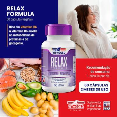 RELAX FORMULA COM L-TRIPTOFANO E VIT. B6 VITGOLD 60 CáPSULAS