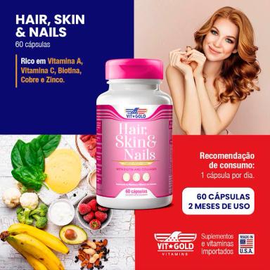 Hair Skin &amp;amp; Nails (Cabelo, pele e unhas) Vitgold 60 Cápsulas