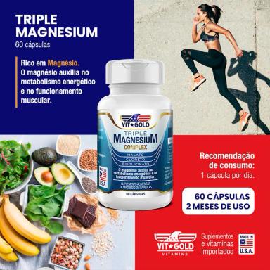 Kit 2x Triple Magnésio Complex 350mg Vitgold 60 Cápsulas