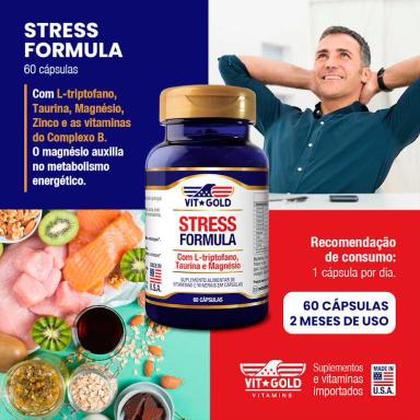 Stress Formula Taurina, Triptofano, Magnésio Vitgold 60 Cápsulas