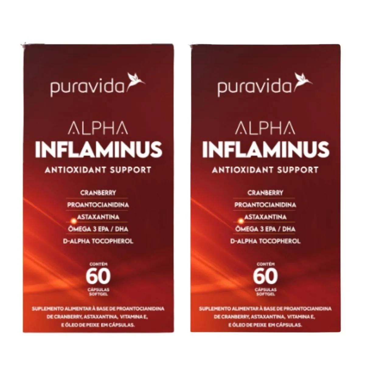 KIT 2 ALPHA INFLAMINUS ANTIOXIDANTE ASTAXANTINA EPA PURAVIDA