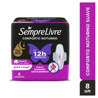 Absorvente Sempre Livre Conforto Noturno Cobertura Suave Com Abas com 8 unidades