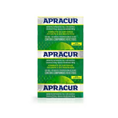 Apracur Maleato de Clorfeniramina 1mg + Ácido Ascórbico 50mg + Dipirona Monoidratada 100mg 6 comprimidos