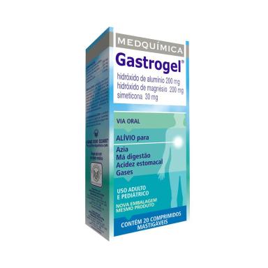 Gastrogel Hidróxido de Alumínio 200mg + Hidróxido de Magnésio 200mg + Simeticona 30mg 20 comprimidos mastigáveis