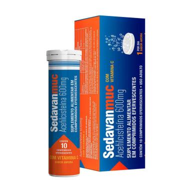 Sedavanmuc Acetilcisteína 600mg + Vitamina C 10 comprimidos efervescentes