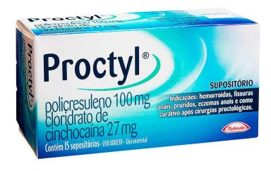 Proctyl 100mg + 27mg 15 Supositórios