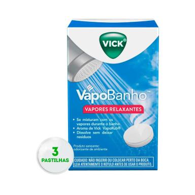 Vick VapoBanho Vapores Relaxantes 3 pastilhas