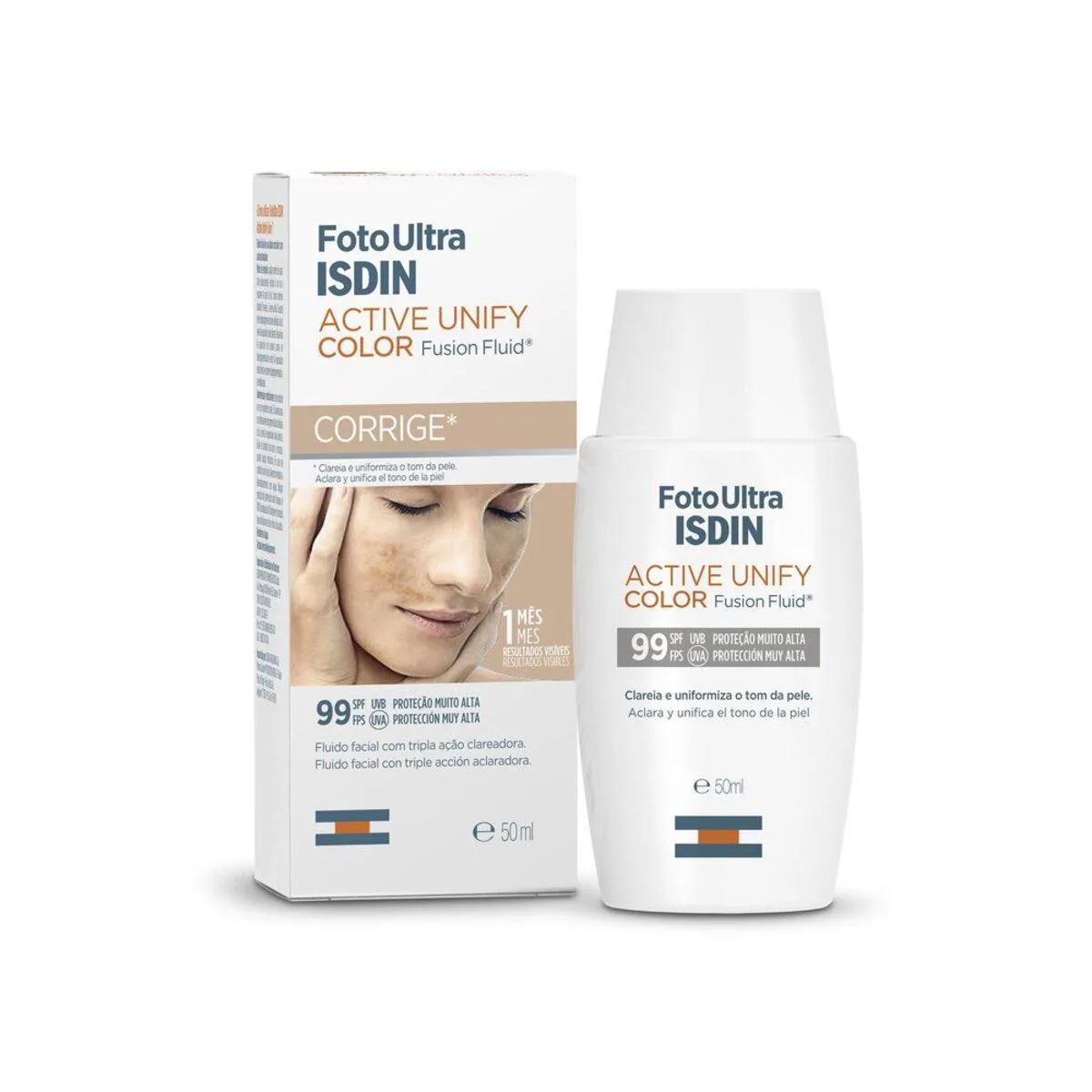 Clareador Facial Isdin FotoUltra Active Unify Fusion Fluid Color FPS 99 50ml