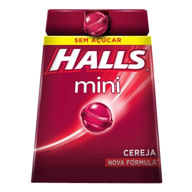 Bala Halls Mini Sabor Cereja Sem Açúcar com 15g
