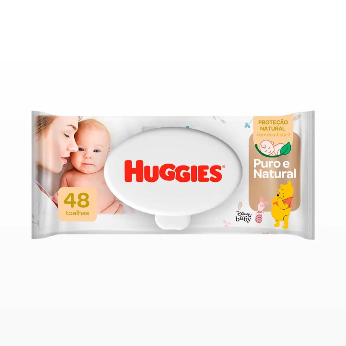 Lenço Umedecido Huggies Puro e Natural com 48 unidades