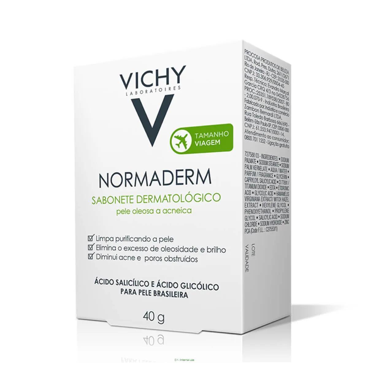 Sabonete Facial em Barra Vichy Normaderm Pele Oleosa a Acneica com 40g