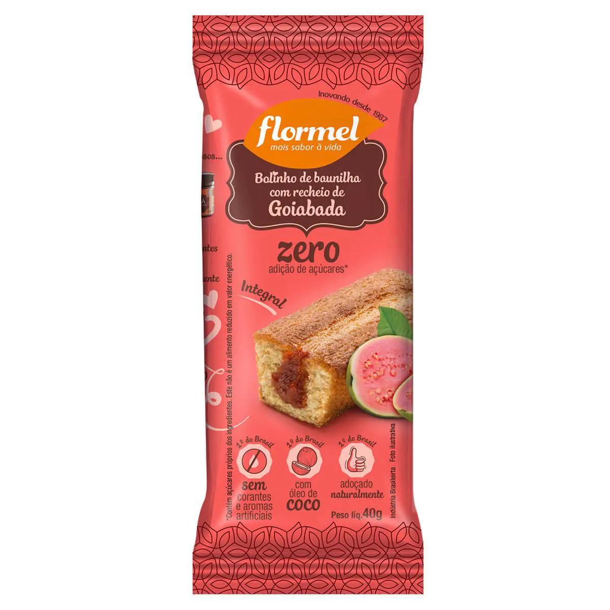 Bolinho Integral Flormel Baunilha Recheado com Goiabada com 40g