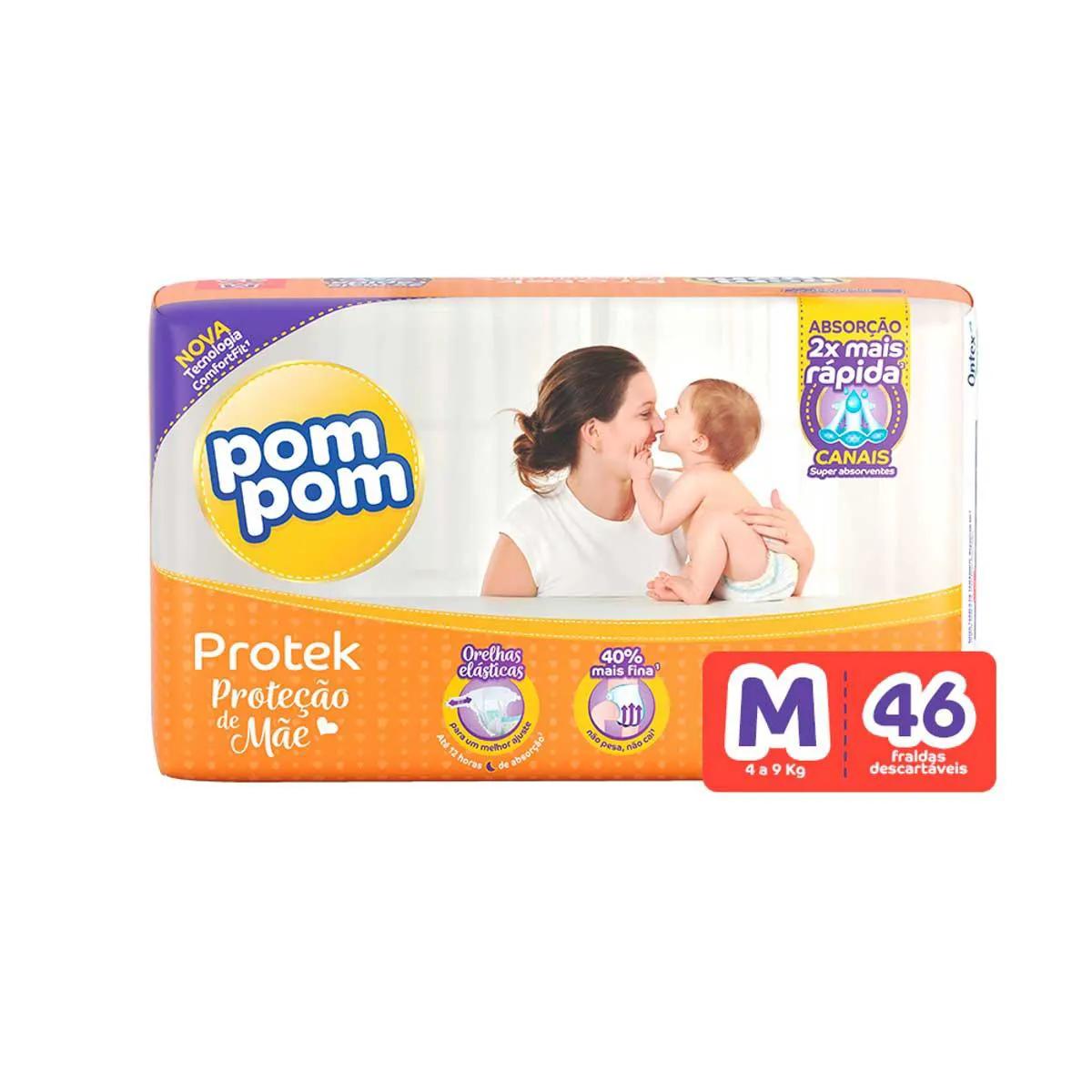 Fralda Pom Pom Protek Proteção de Mãe M - 46 Unidades
