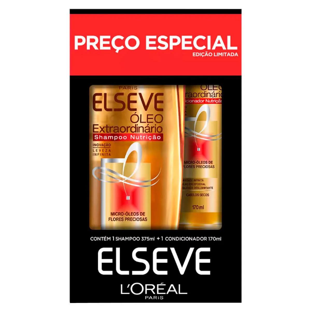 Kit Elseve Óleo Extraordinário com 1 Shampoo Nutrição de 375ml + 1 Condicionador Nutrição de 170ml
