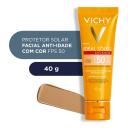 Protetor Solar Facial Vichy Idéal Soleil Anti-idade Toque Seco com Cor FPS 50 com 40g