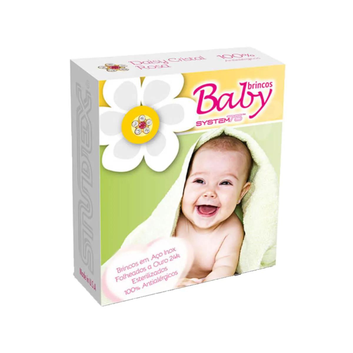 Brinco Infantil Antialérgico Studex Baby Daisy Cristal Rosé com 1 par