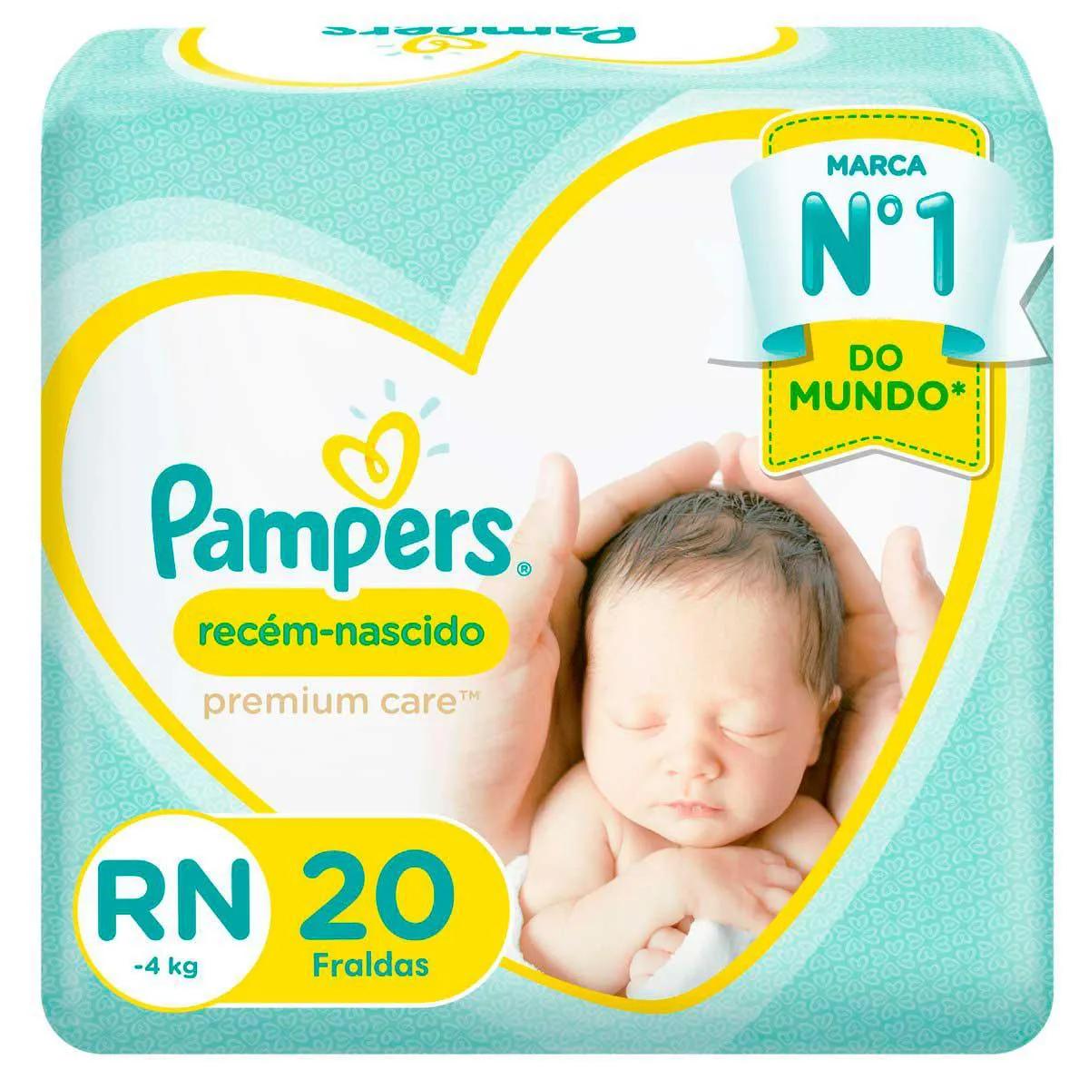 Fralda Pampers Premium Care Recém-Nascido RN - 20 Unidades
