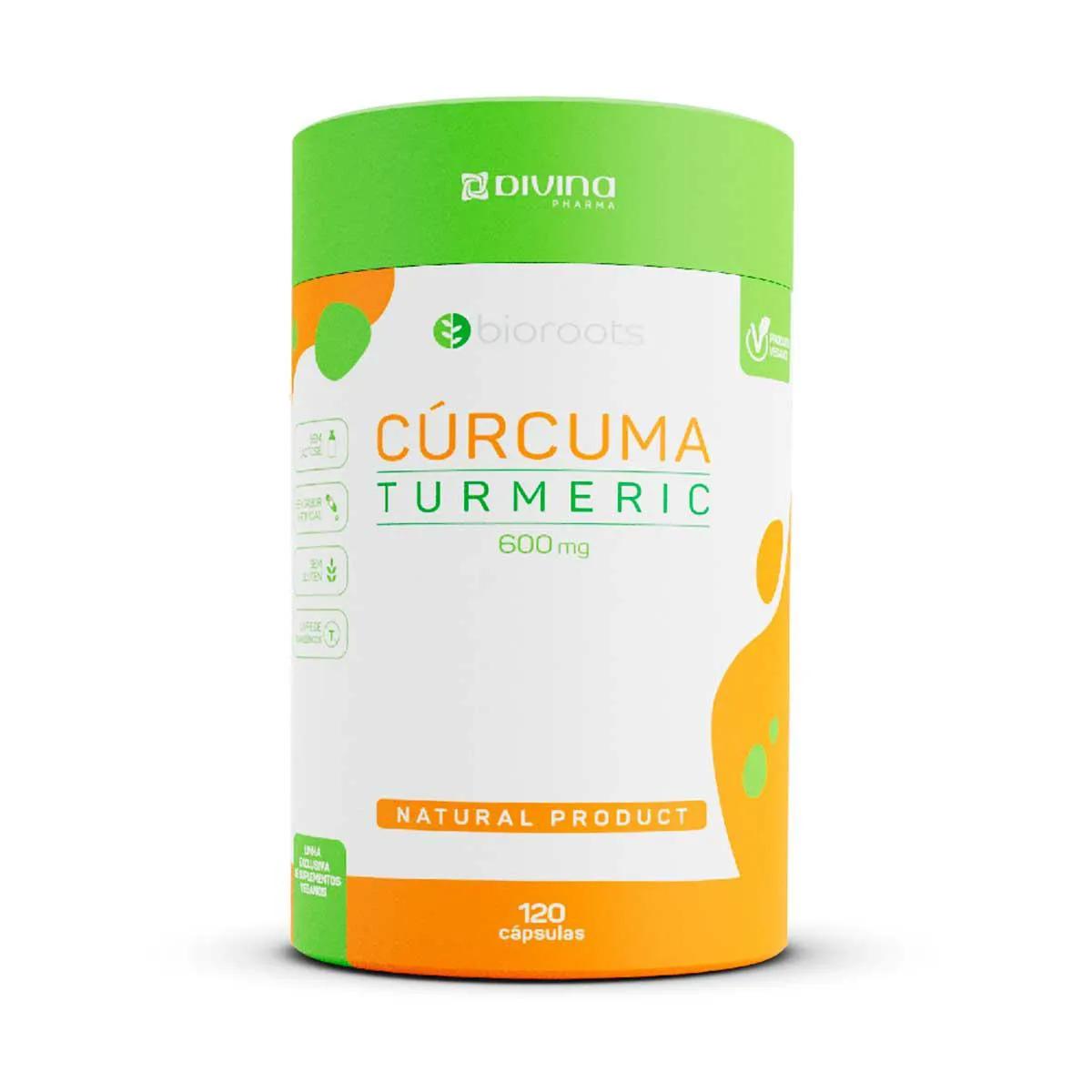 Suplemento Nutricional Cúrcuma Turmeric 600mg Bioroots 100% natural com 120 cápsulas
