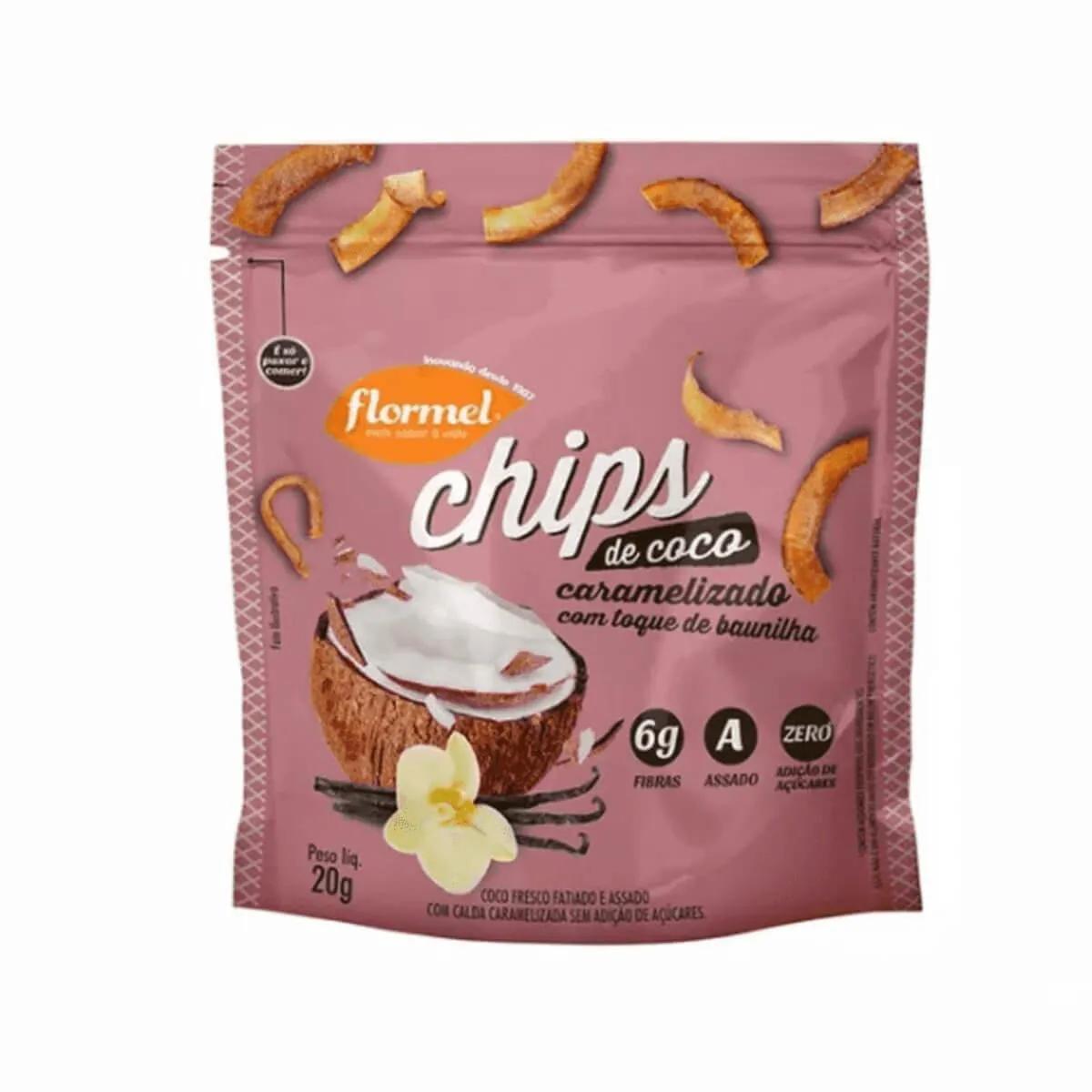 Chips de Coco Caramelizado Flormel Sem Glúten com 20g