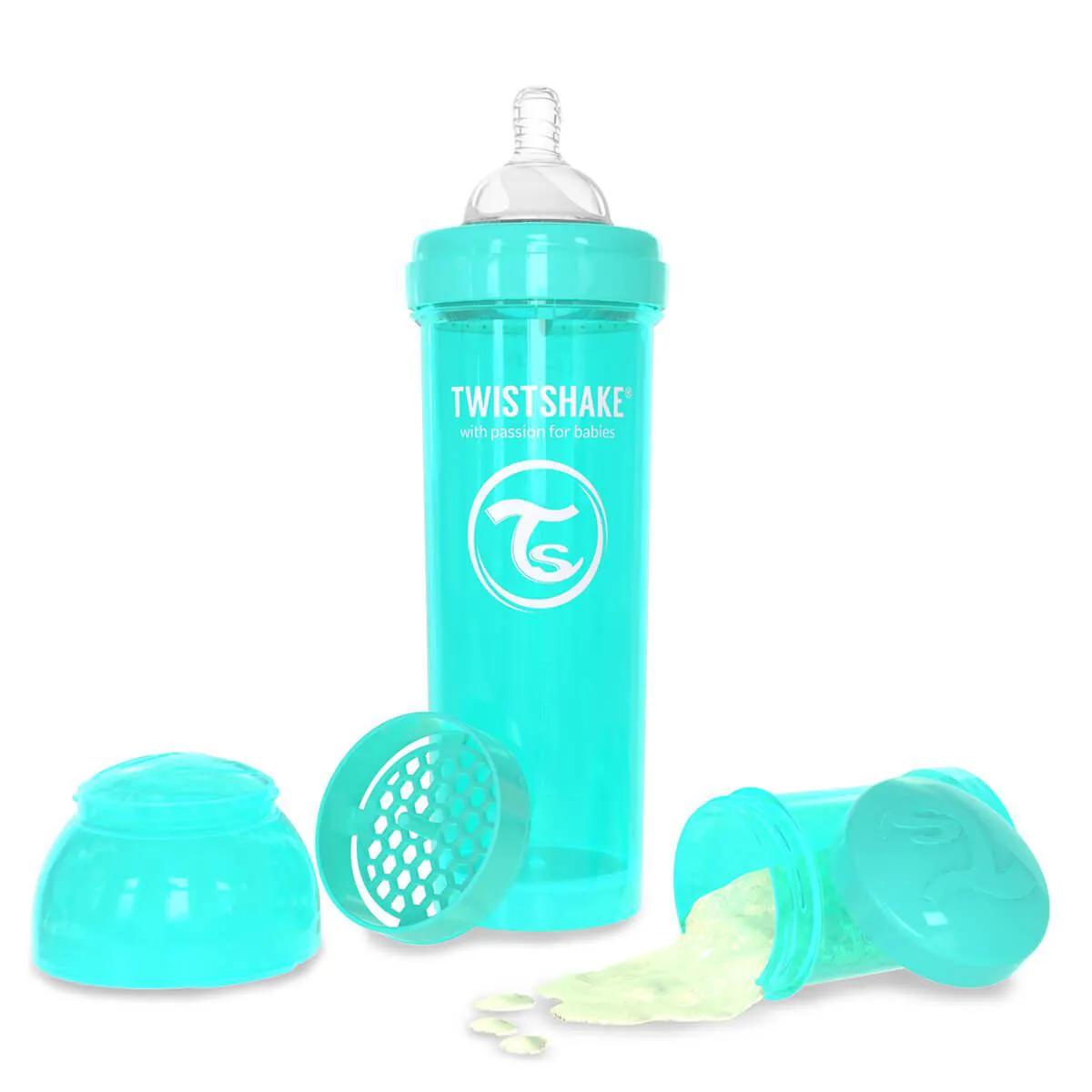Mamadeira Twistshake Anticólica Turquesa capacidade 330ml com 1 unidade