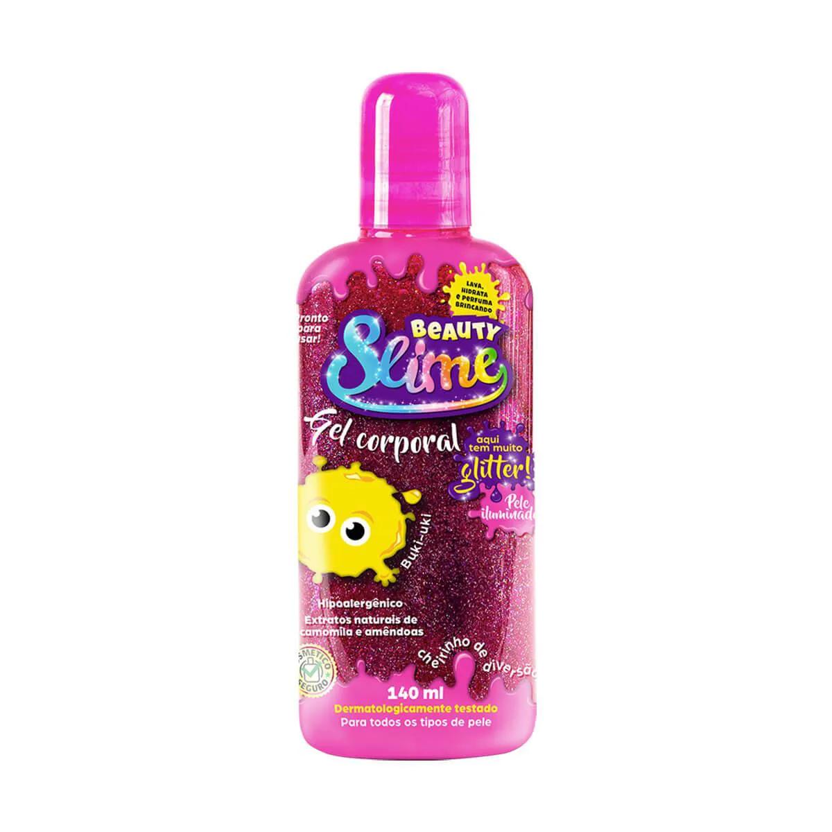 Gel Corporal Infantil Beauty Slime Iluminador Glitter Rosa com 140ml
