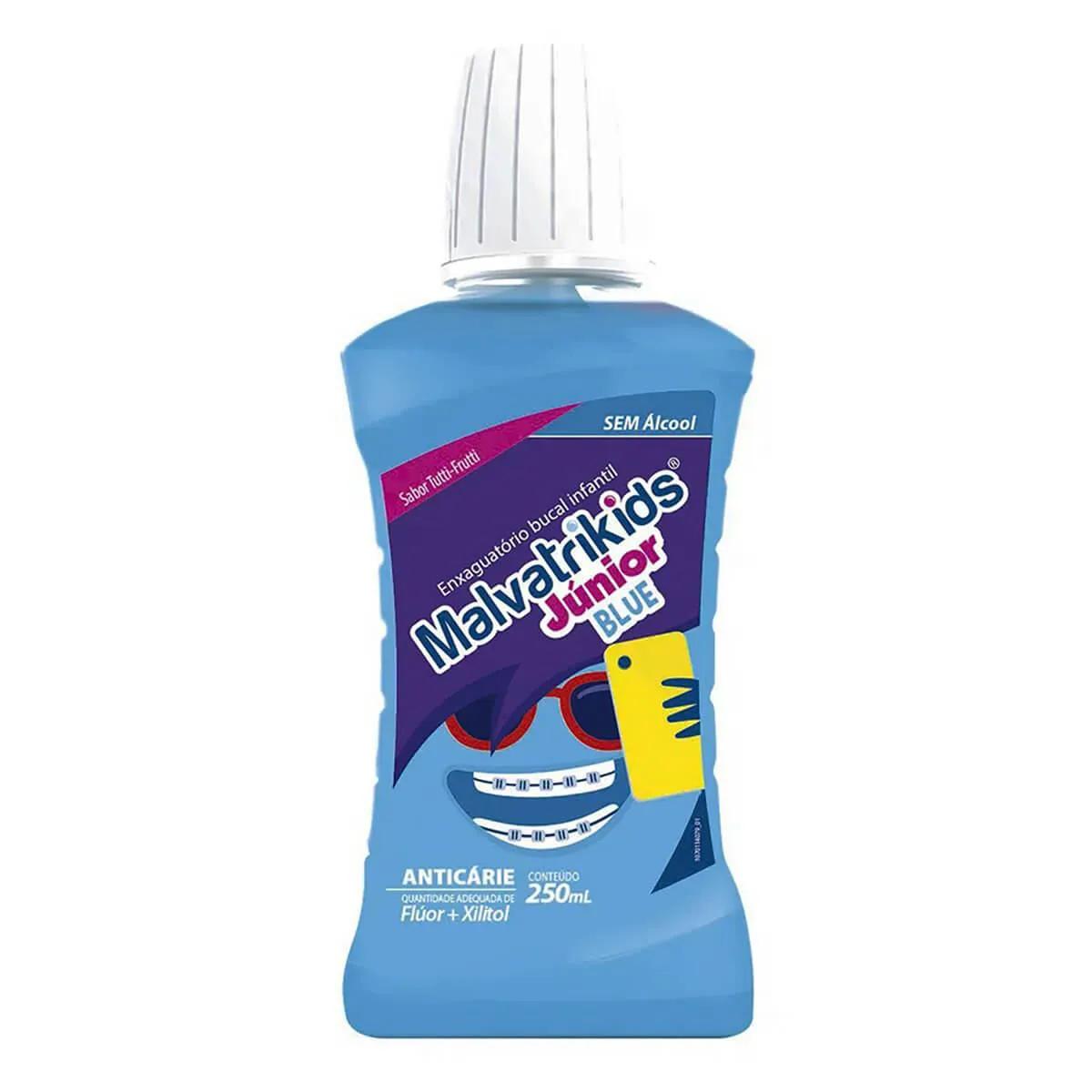 Enxaguante Antisséptico Bucal Malvatrikids Júnior Blue Zero Álcool com 250ml