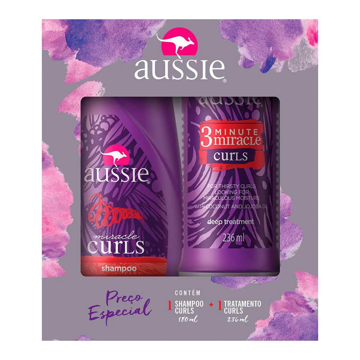 Kit Aussie Curls Shampoo com 180ml + Creme de Tratamento com 236ml