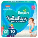 Fralda Pampers Praia e Piscina Splashers Baby Shark XG - 10 Unidades