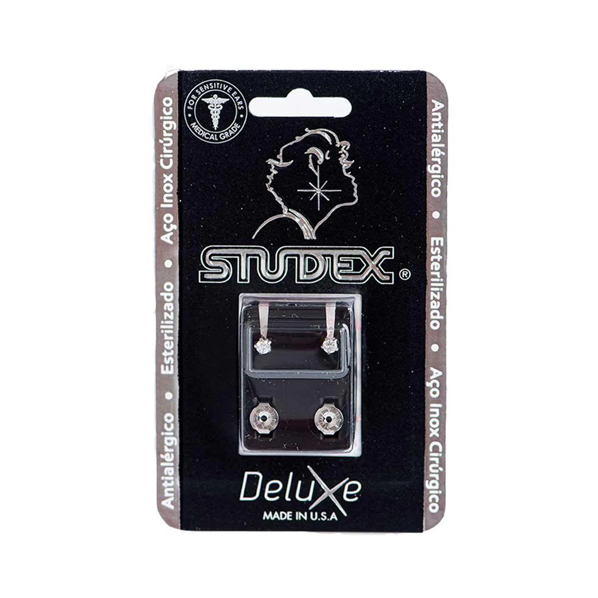 Brinco Studex Deluxe Zircônia Médio Prateado 1 Par