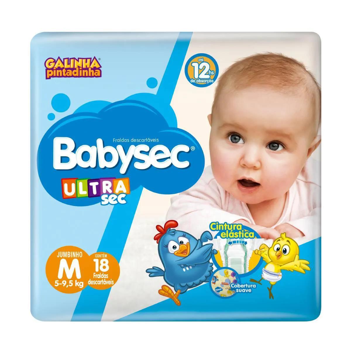 Fralda Babysec Ultrasec Jumbinho Galinha Pintadinha M - 18 Unidades