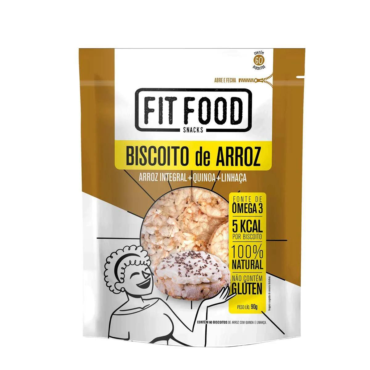 Biscoito de Arroz Fit Food Arroz Quinoa e Linhaça com 90g