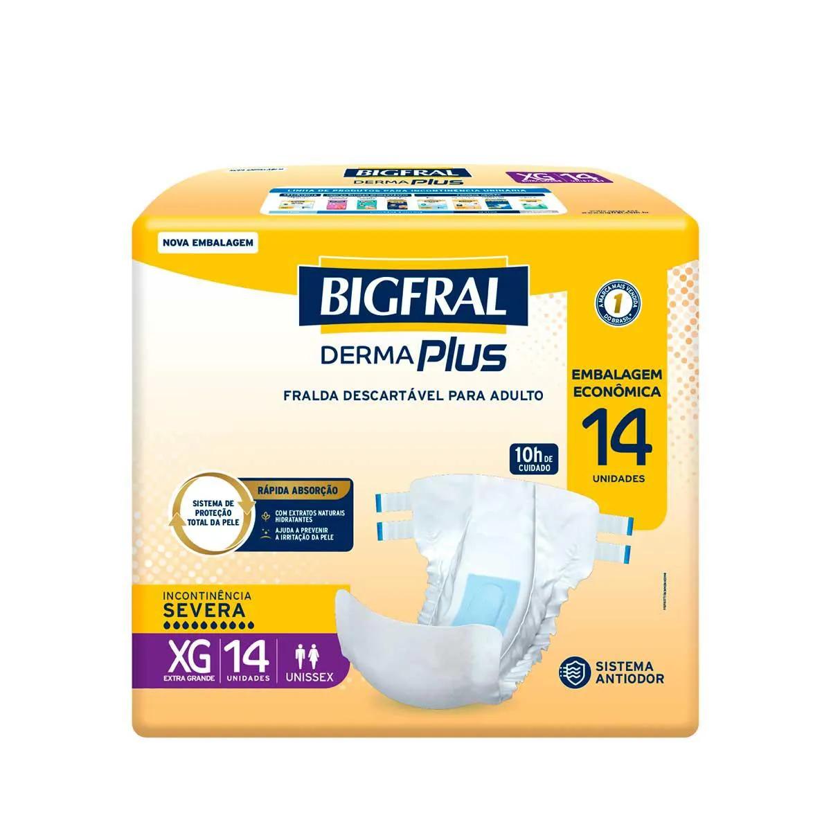 Fralda Adulto Bigfral Derma Plus XG 14 unidades