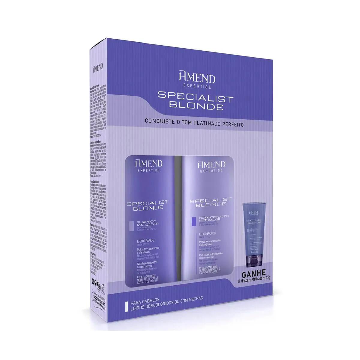 Kit Shampoo + Condicionador Matizador Amend Complete Specialist Blonde 250ml cada + Shampoo a Seco 75ml