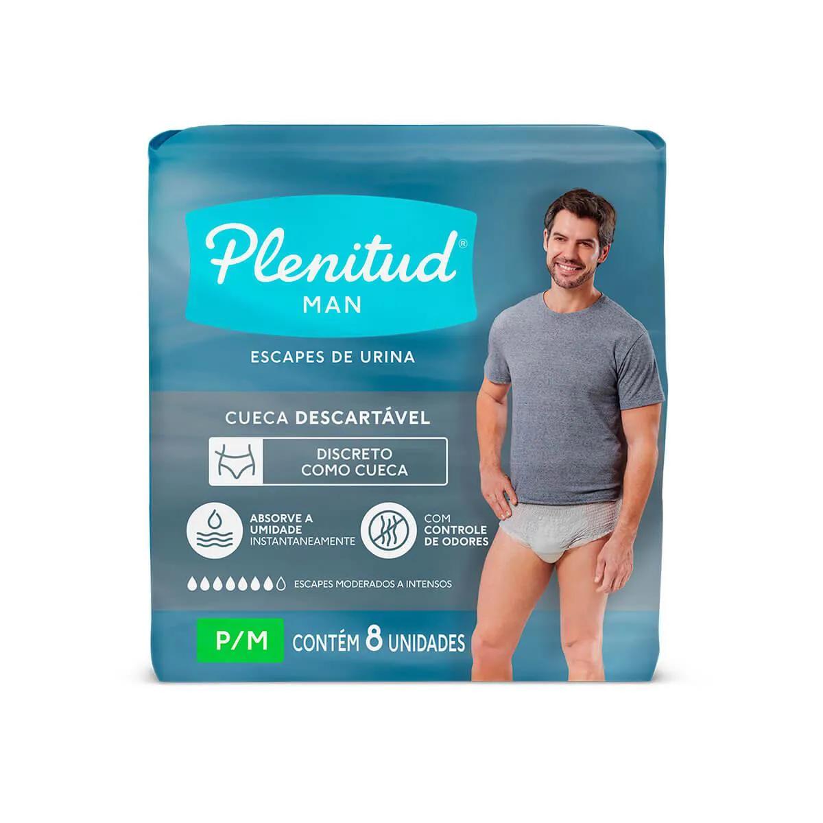 Roupa Íntima Descartável Masculina Plenitud Man P/M 8 unidades