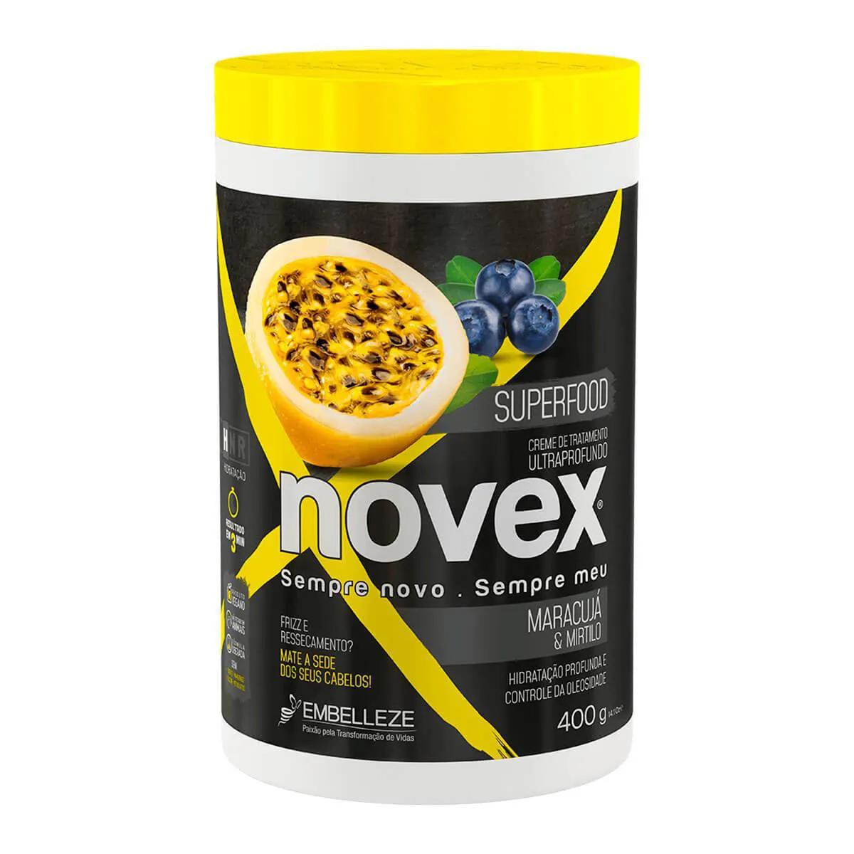 Creme de Tratamento Novex Vegano Superfood Maracujá & Mirtilo com 400g
