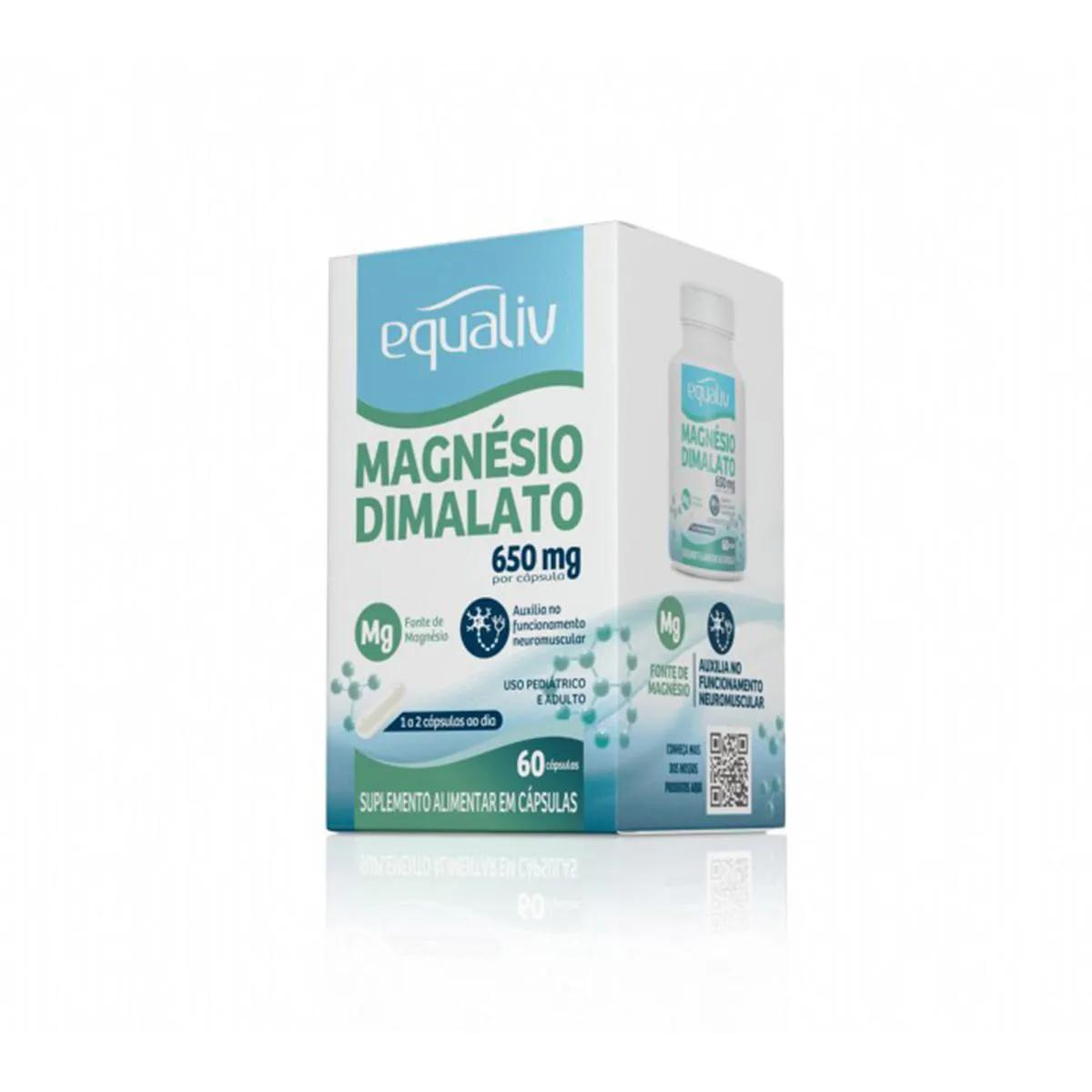 Suplemento Alimentar Magnésio Dimalato 650mg Equaliv com 60 Cápsulas
