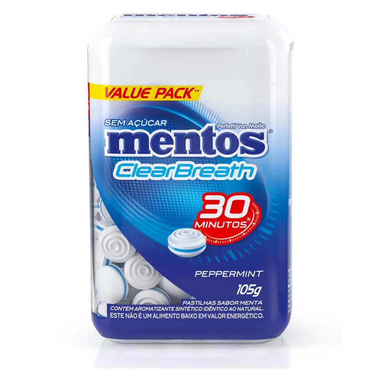 Pastilha Mentos Clear Breath Peppermint com 105g