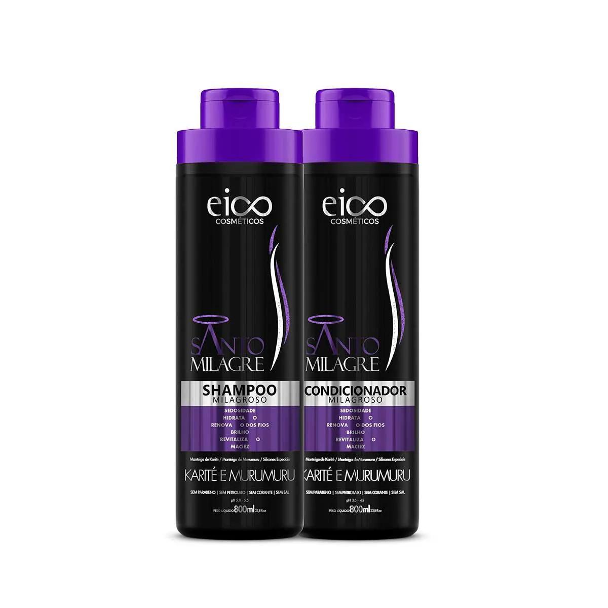 Kit Eico Santo Milagre Shampoo com 800ml + Condicionador com 800ml