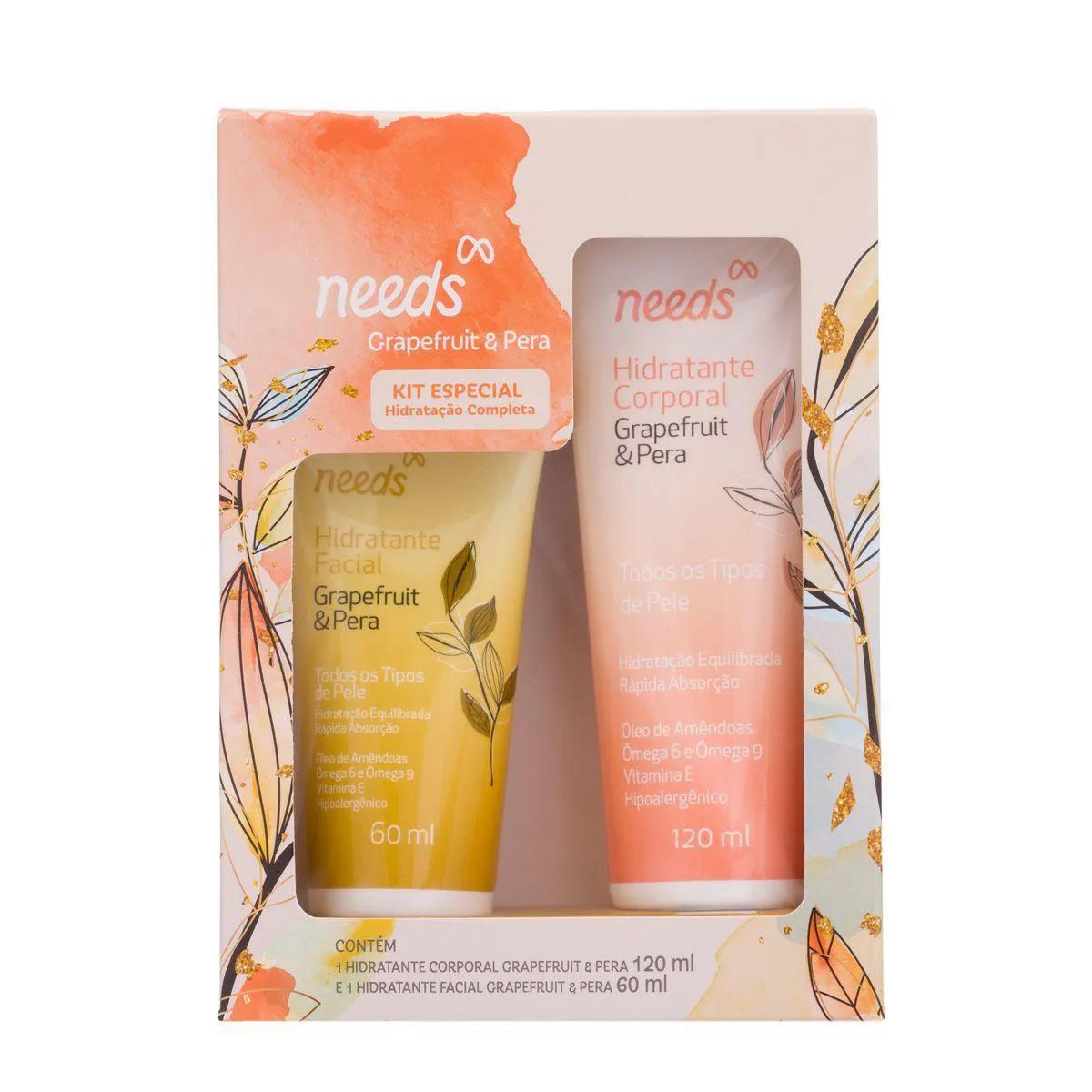 Kit Needs Hidratante Corporal Grapefruit e Pera 120ml + Hidratante Facial 60ml