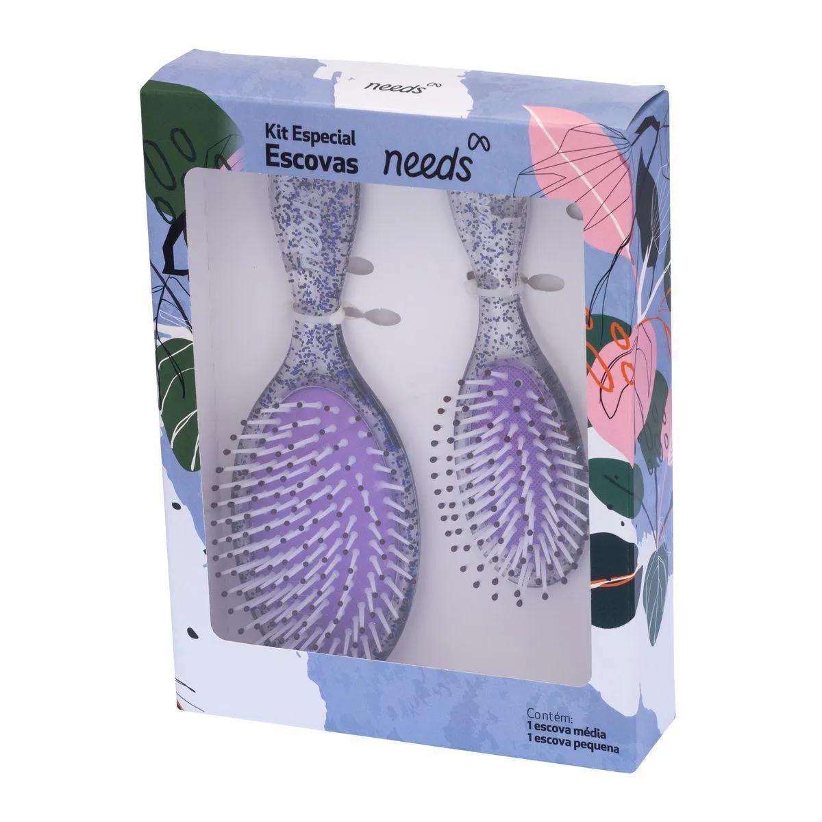 Kit de Escovas para Cabelos Needs tamanhos P e G 2 unidades