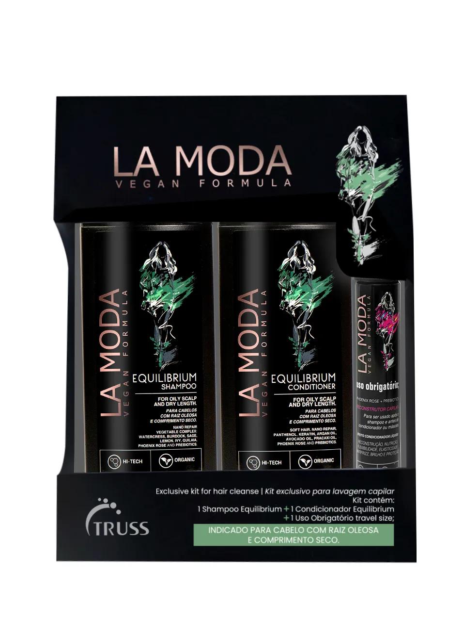 Kit Truss La Moda Equilibrium Shampoo 300ml + Condicionador 300ml + Mini Leave In Uso Obrigatório 30ml