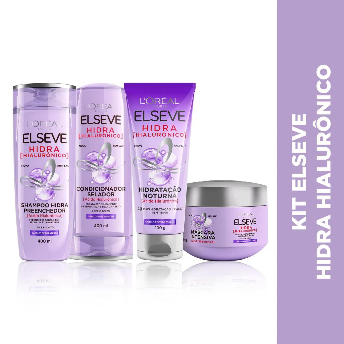 Kit L'óreal Paris Elseve Hidra Hialurônico Shampoo + Condicionador + Creme de Tratamento + Creme Noturno